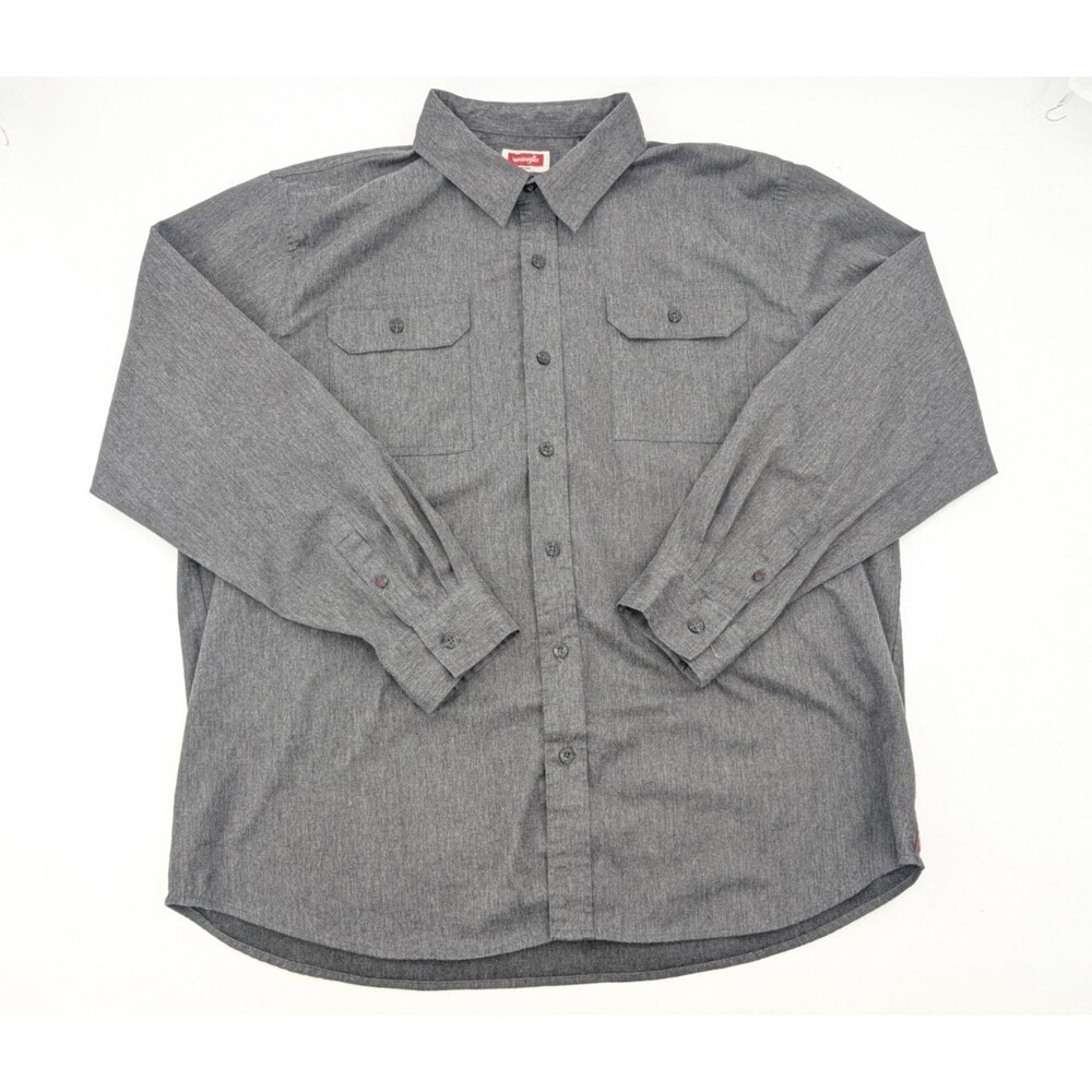 Wrangler Heavy Cotton Long Sleeve Logo Button Up Shirt Gray Mens Size 3XL